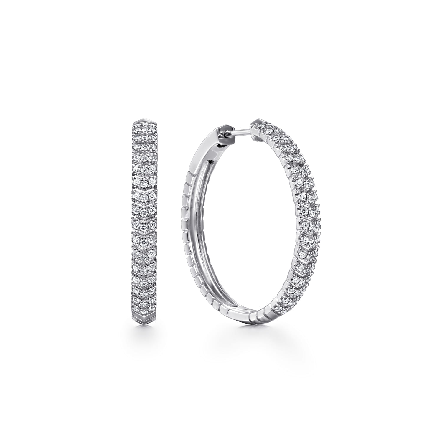 14K White Gold Diamond Chevron Earrings - 0.5 ct - Shot 1