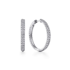 14K White Gold Diamond Chevron Earrings