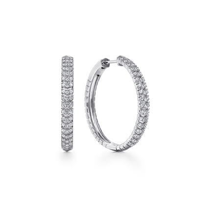 14K White Gold Diamond Chevron Earrings