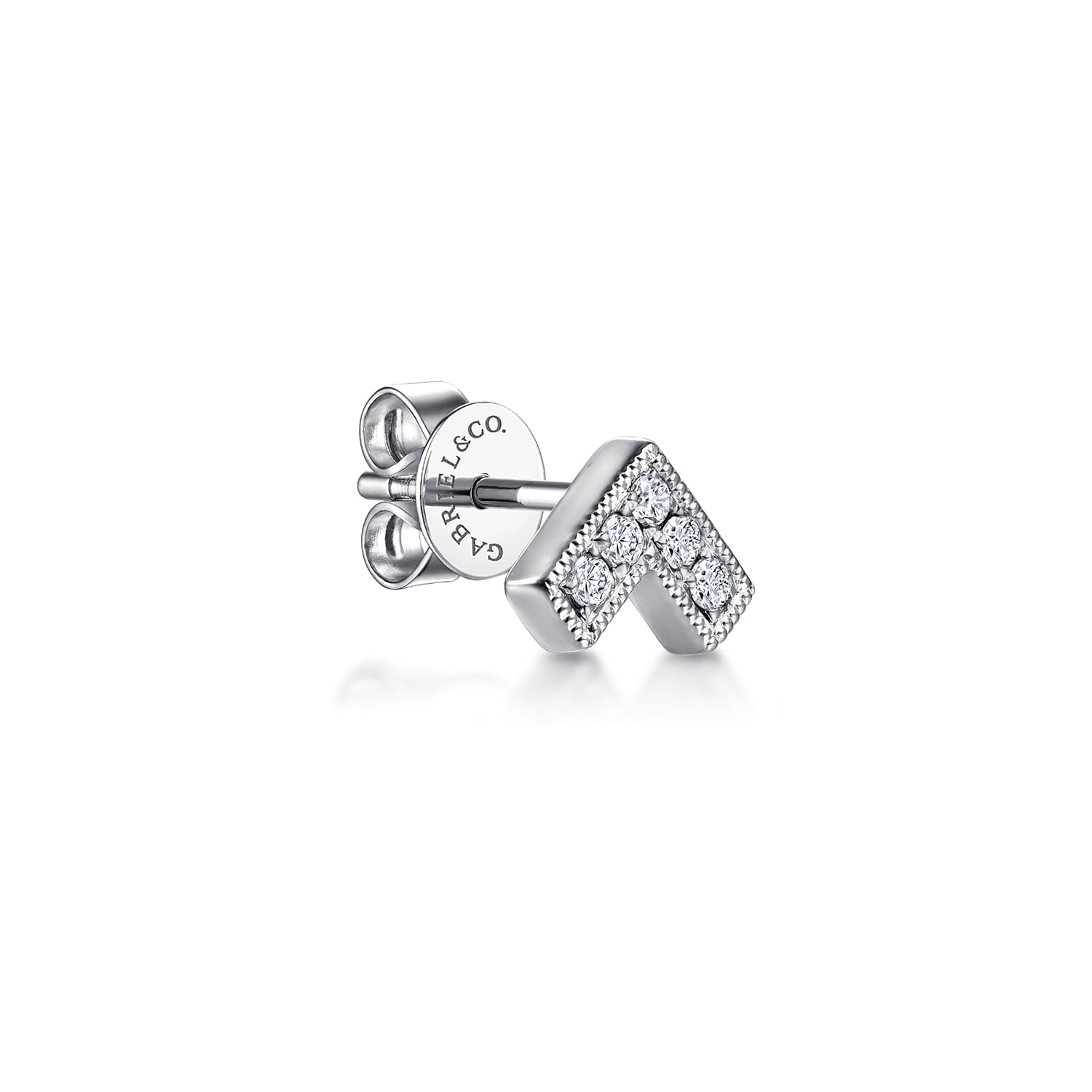 14K White Gold Diamond Chevron Earrings