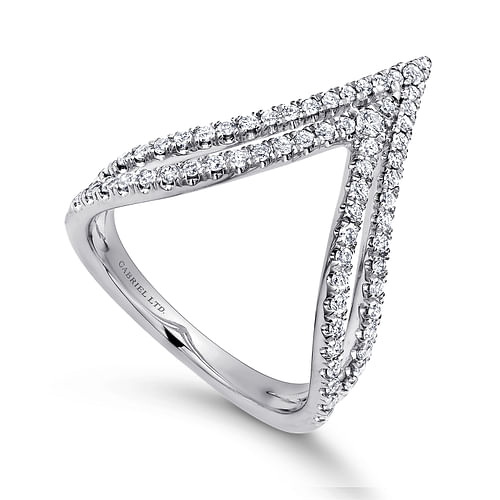 14K White Gold Diamond Chevron Ladies' Ring - 0.5 ct - Shot 3