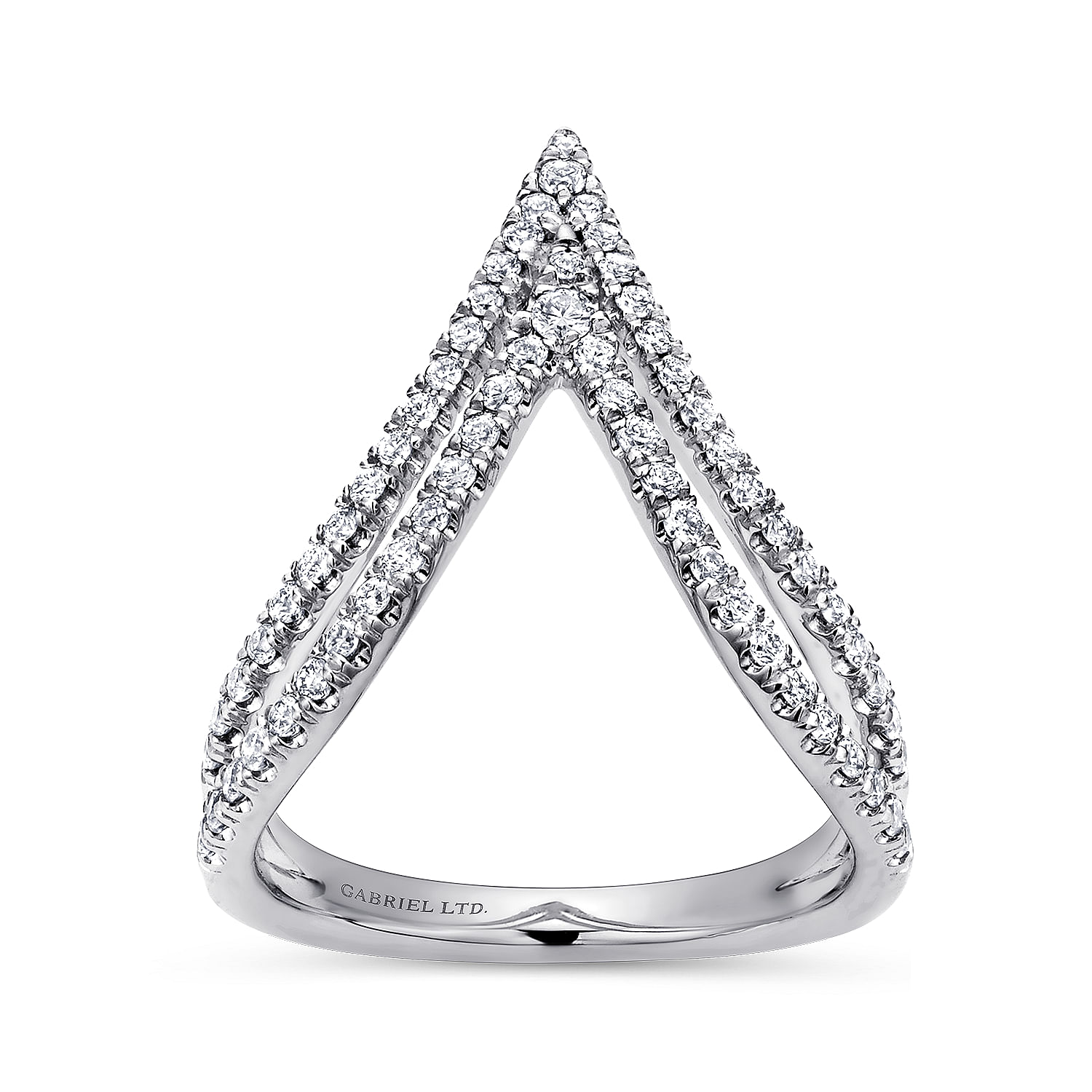 14K White Gold Diamond Chevron Ladies' Ring - 0.5 ct - Shot 4