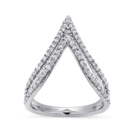 14K White Gold Diamond Chevron Ladies' Ring - 0.5 ct - Shot 4