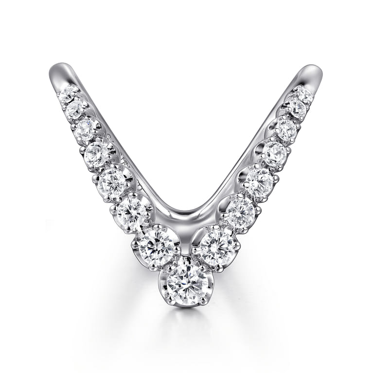 14K White Gold Diamond Chevron Ladies Ring - 0.5 ct - Shot 1