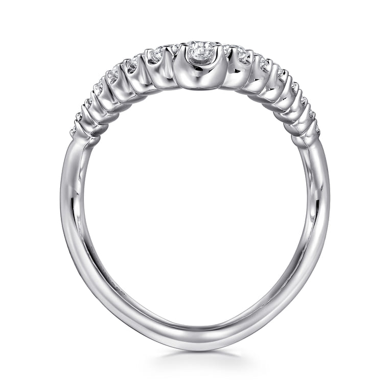 14K White Gold Diamond Chevron Ladies Ring - 0.5 ct - Shot 2