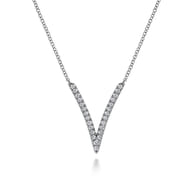 14K White Gold Diamond Chevron Necklace