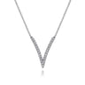 14K White Gold Diamond Chevron Necklace - 0.3 ct