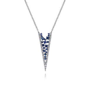 14K White Gold Diamond Chevron Necklace