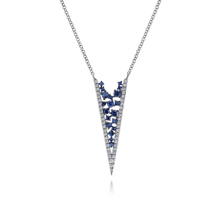14K White Gold Diamond Chevron Necklace - 0.3 ct - Shot 1
