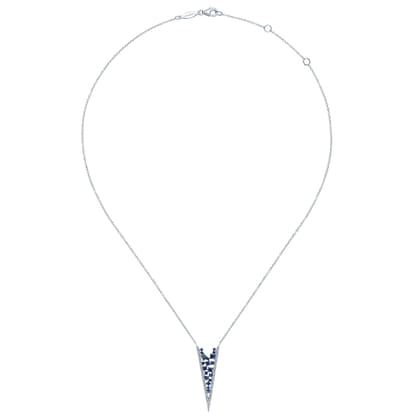 14K White Gold Diamond Chevron Necklace