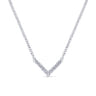 14K White Gold Diamond Chevron Necklace - 0.06 ct