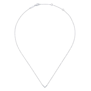 14K White Gold Diamond Chevron Necklace