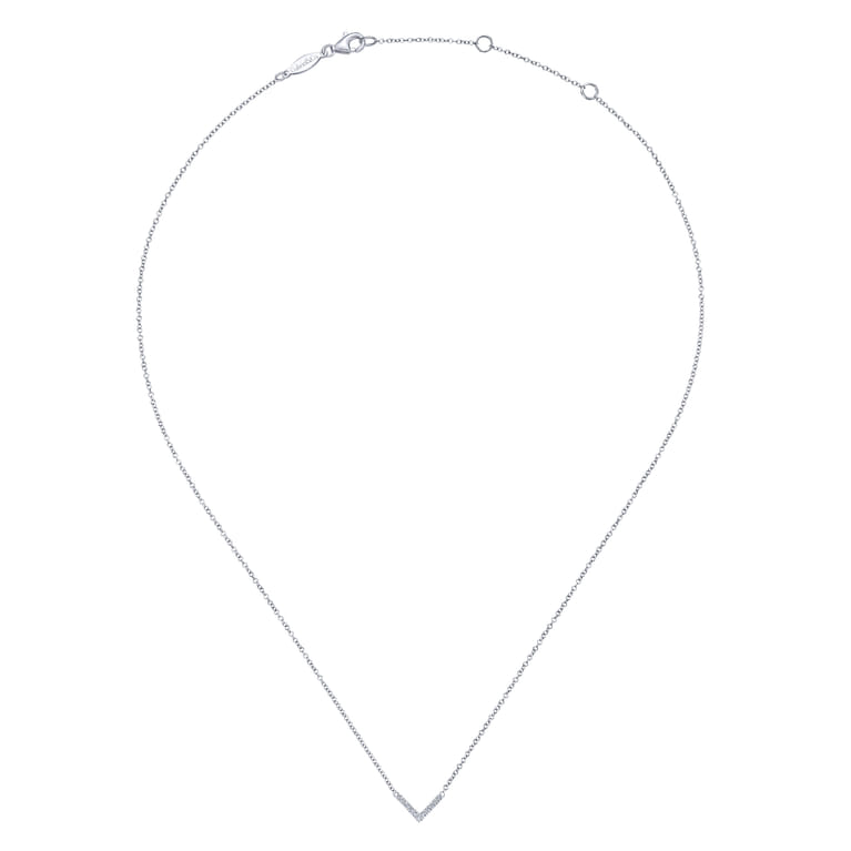 14K White Gold Diamond Chevron Necklace - 0.06 ct - Shot 2