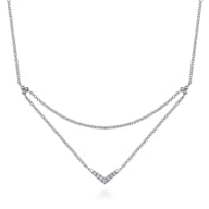14K White Gold Diamond Chevron Necklace
