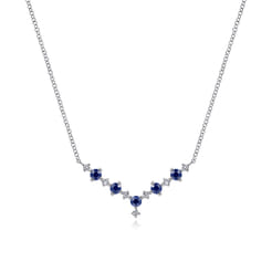 14K White Gold Diamond Chevron Necklace