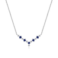 14K White Gold Diamond Chevron Necklace