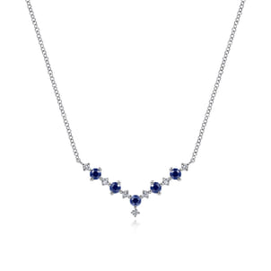 14K White Gold Diamond Chevron Necklace