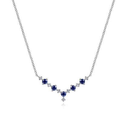 14K White Gold Diamond Chevron Necklace