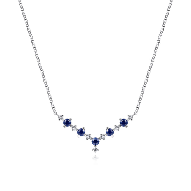 14K White Gold Diamond Chevron Necklace - 0.1 ct - Shot 1