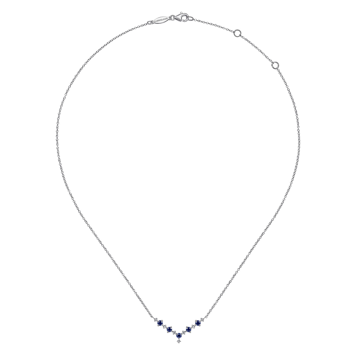 14K White Gold Diamond Chevron Necklace