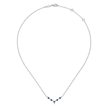 14K White Gold Diamond Chevron Necklace