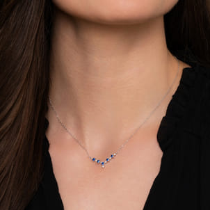 14K White Gold Diamond Chevron Necklace