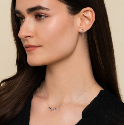 14K White Gold Diamond Chevron Necklace