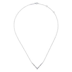 14K White Gold Diamond Chevron Necklace