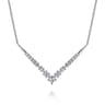 14K White Gold Diamond Chevron Necklace - 0.75 ct