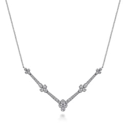 14K White Gold Diamond Chevron Necklace