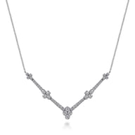 14K White Gold Diamond Chevron Necklace