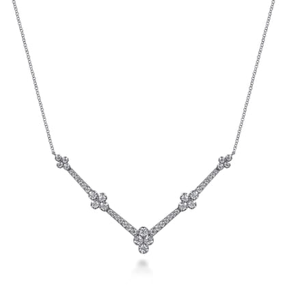 14K White Gold Diamond Chevron Necklace