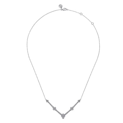 14K White Gold Diamond Chevron Necklace