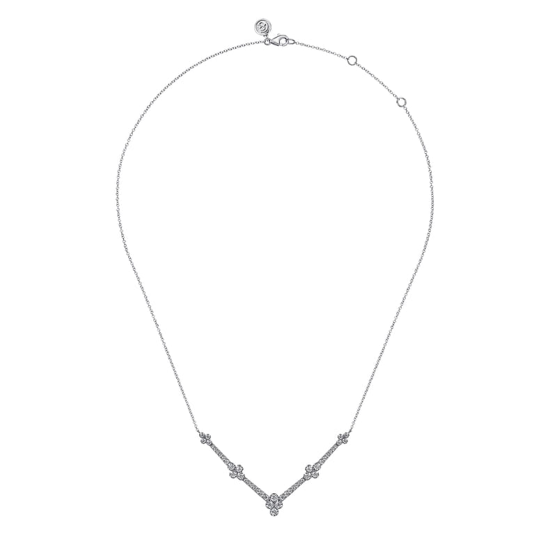 14K White Gold Diamond Chevron Necklace - 1 ct - Shot 2