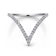 14K White Gold Diamond Chevron Ring