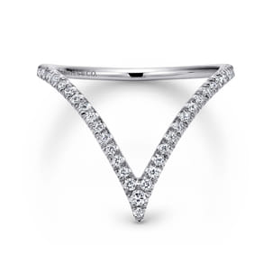 14K White Gold Diamond Chevron Ring