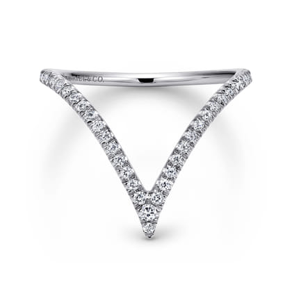 14K White Gold Diamond Chevron Ring
