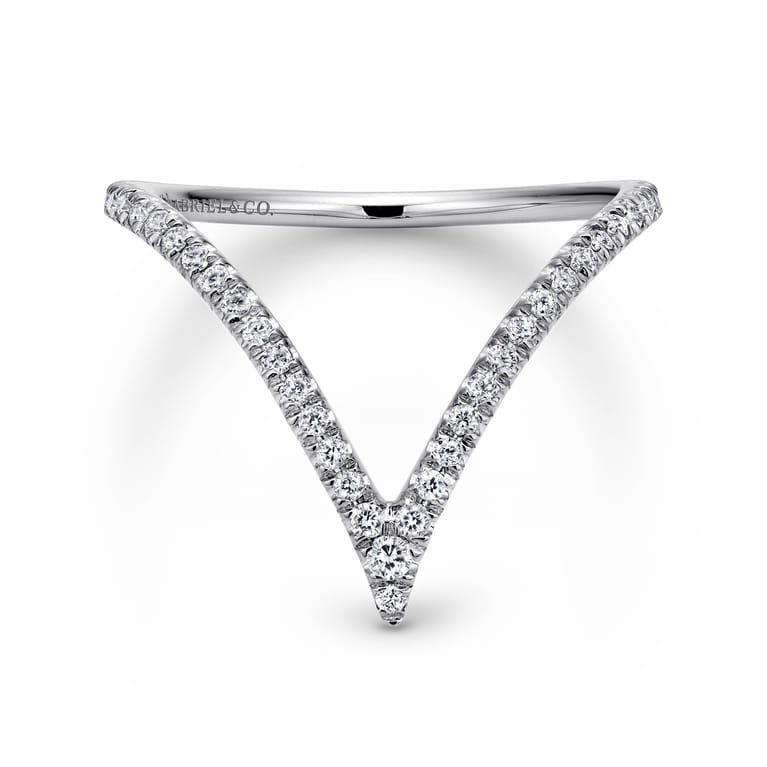 14K White Gold Diamond Chevron Ring - 0.25 ct - Shot 1
