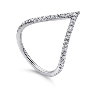 14K White Gold Diamond Chevron Ring