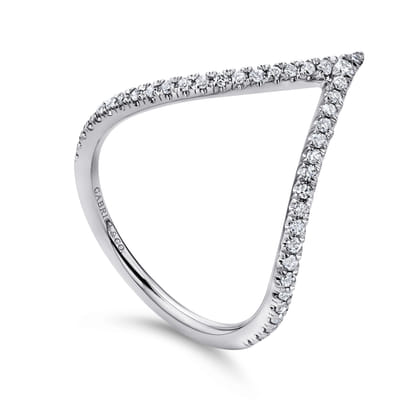 14K White Gold Diamond Chevron Ring