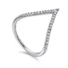 14K White Gold Diamond Chevron Ring - 0.25 ct