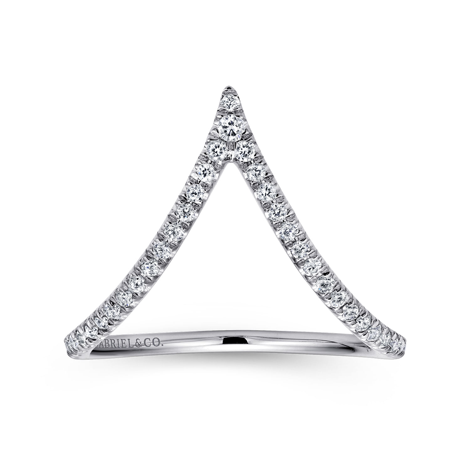 14K White Gold Diamond Chevron Ring