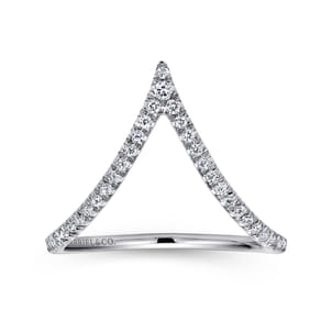14K White Gold Diamond Chevron Ring