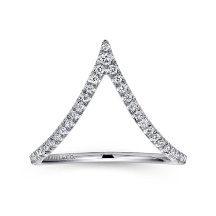 14K White Gold Diamond Chevron Ring