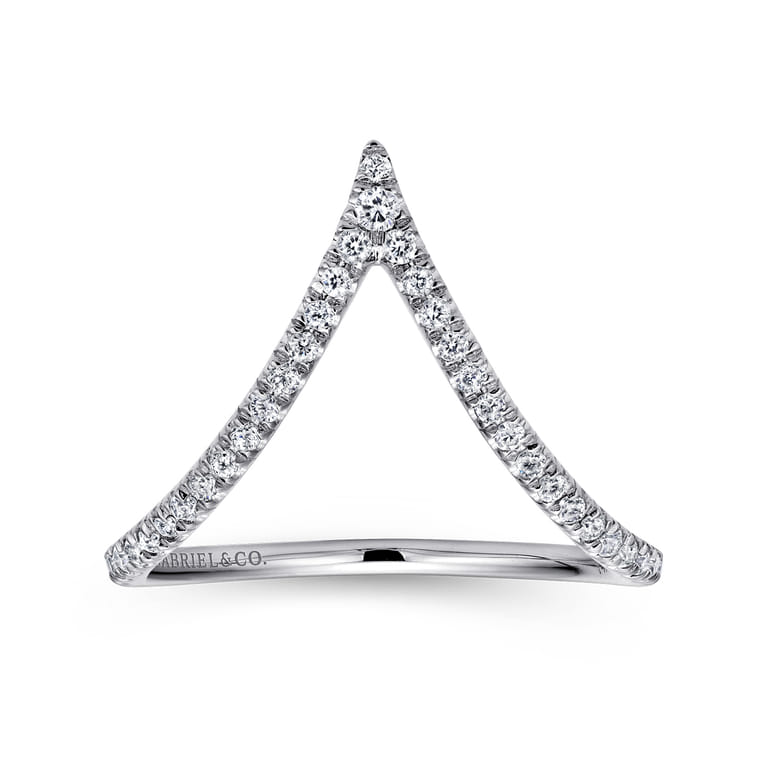 14K White Gold Diamond Chevron Ring - 0.25 ct - Shot 4