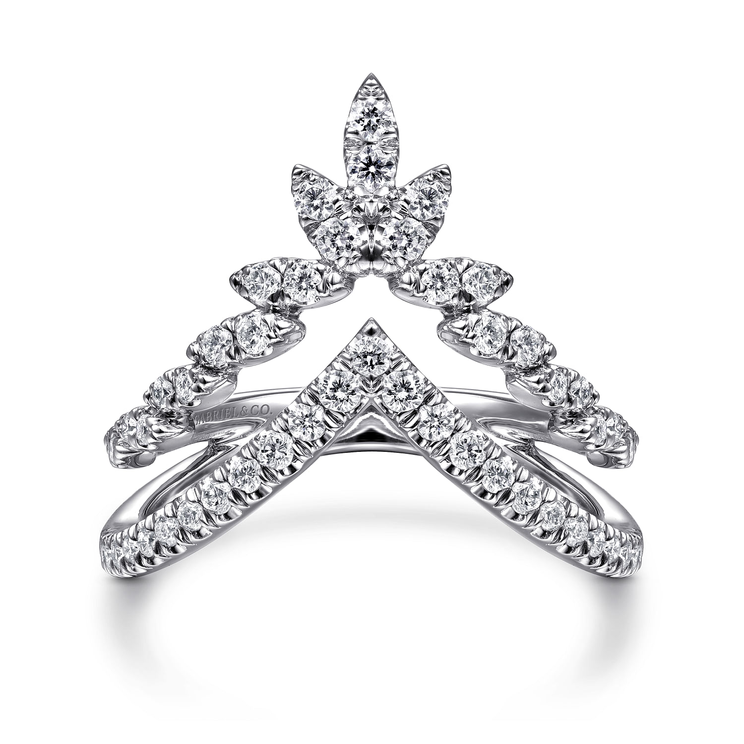 14K White Gold Diamond Chevron Ring
