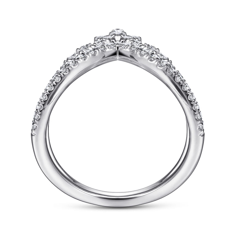 14K White Gold Diamond Chevron Ring - 0.5 ct - Shot 2