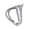 14K White Gold Diamond Chevron Ring - 0.5 ct