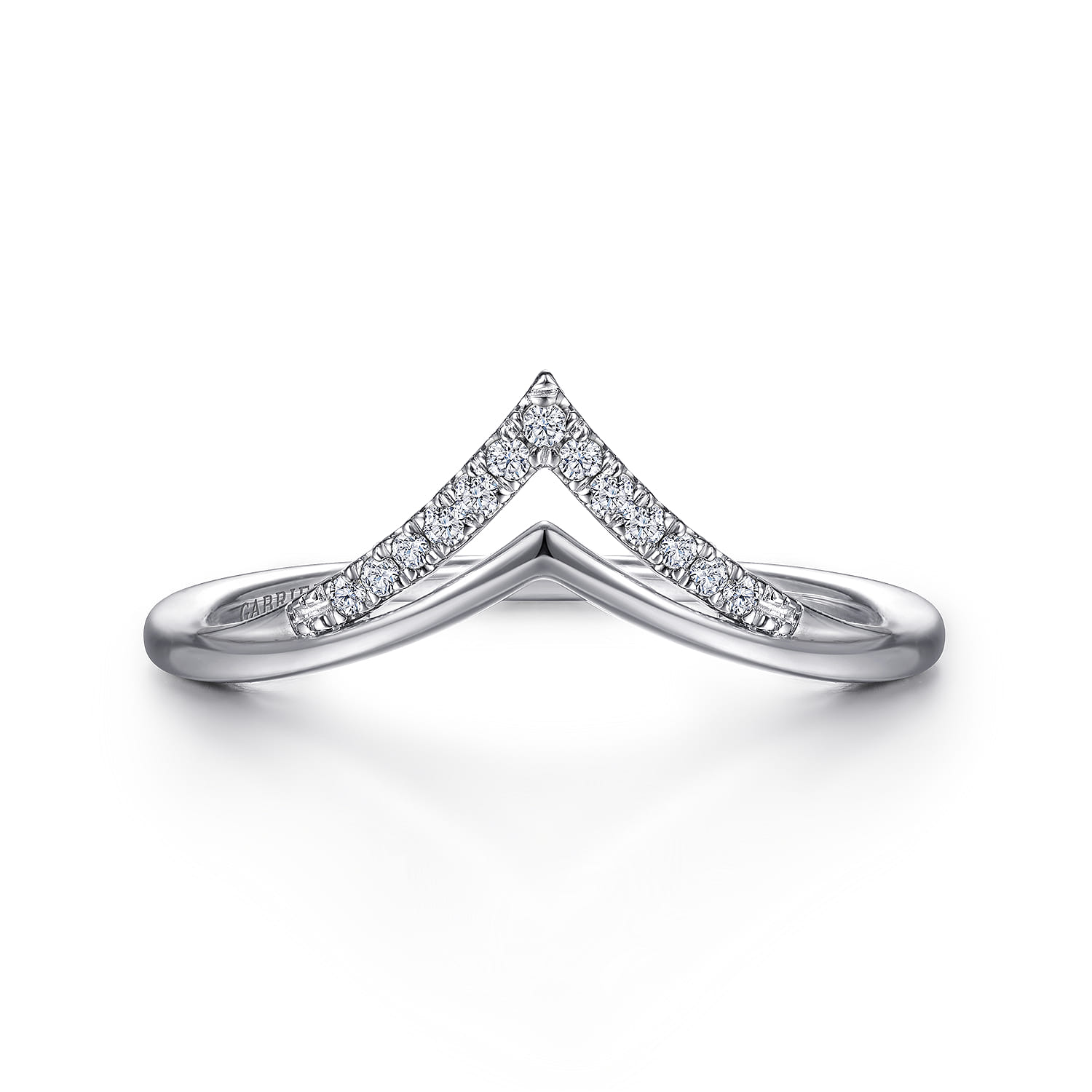14K White Gold Diamond Chevron Ring