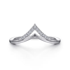 14K White Gold Diamond Chevron Ring